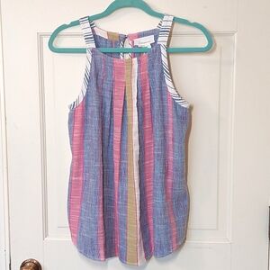 Anthropologie Pink and Blue Striped Tank Top